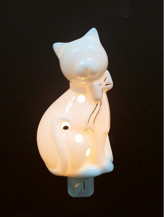 Porcelain Cat Night Light With Gift Box